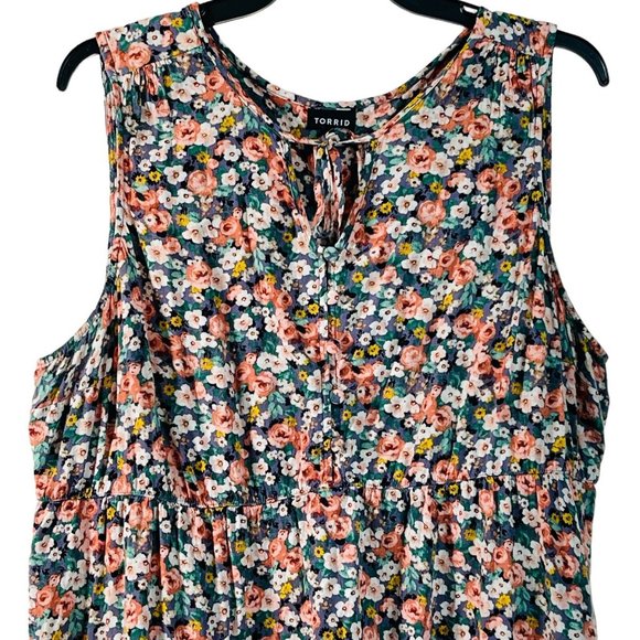 Torrid Womens Rayon Slub Button-Front Tiered Tank Top Size 2 - Picture 10 of 12